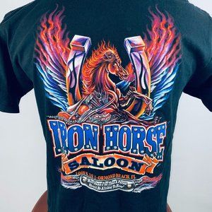 Iron Horse Saloon Bar World Famous Ormond Beach Florida Bikers Mens L T-Shirt